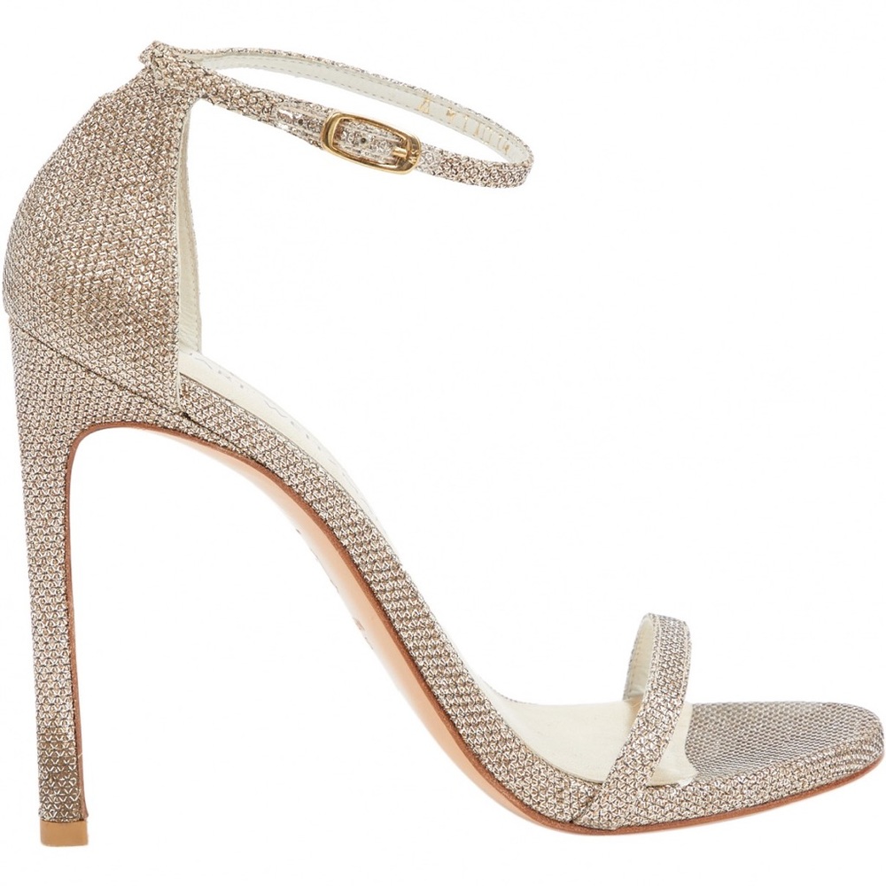 Stuart Weitzman Nudistcurve 100 Strap Sandals Gold Glitter ✨